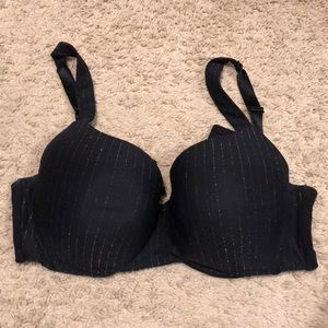 Black with gold stripe underwire bra